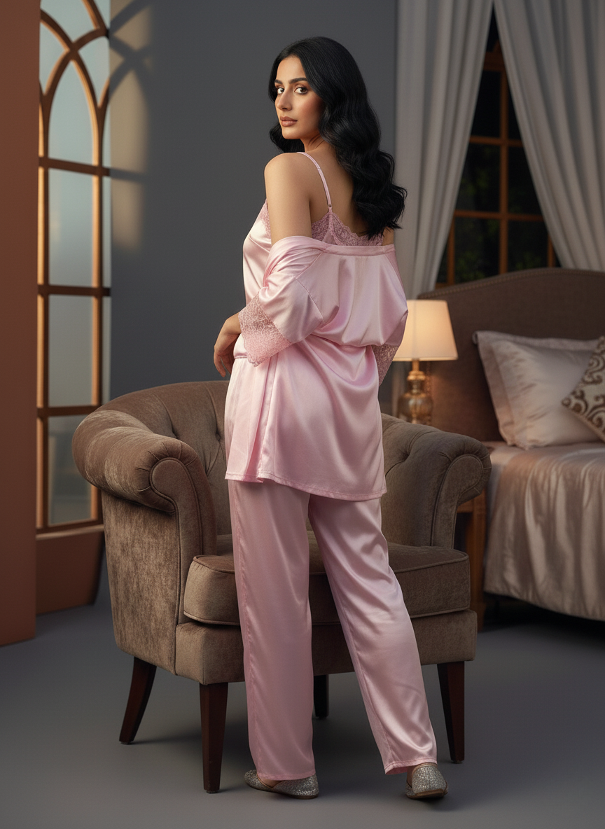 b Velvet Whisper Silk Nighty (5 in 1) - Image 1