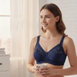 Embroidery Cotton Lace-Trim Comfort Full Coverage Bra - Image 3