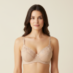 Women’s Nude Full Coverage Embroidered Cotton Bra